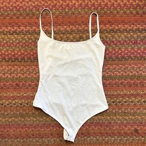 INTIMATELY FREE PEOPLE WHITE STRETCH THONG BODYSUIT